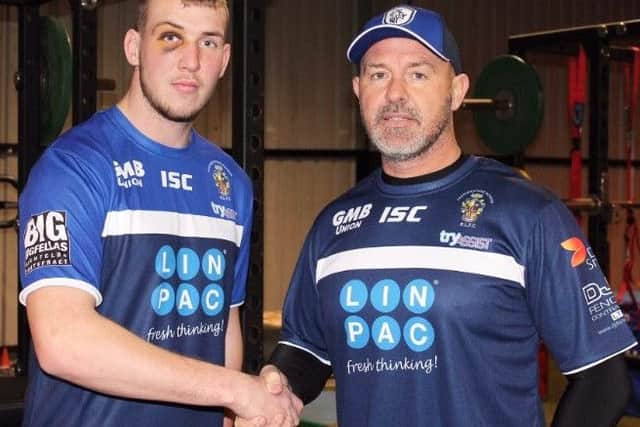 Featherstone Rovers' Josh Hardcastle and coach Jon Sharp