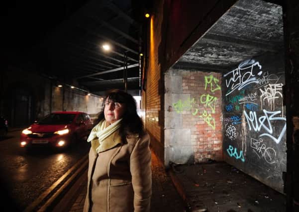 Leeds city centre councillor Liz Nash, pictured under the Dark Arches bridge at Swinegate, Leeds. Picture by Simon Hulme