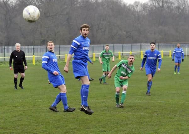 Stevie Crawford  shoots for Beeston in the 3-1 Leeds and District Senior Challenge Cup quarter-final win over Whitkirk Wanderers. PIC: Steve Riding