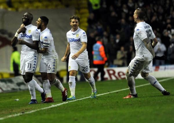 Souleymane Doukara is congratulated after his wonder strike against Nottingham Forest. PIC: Jonathan Gawthorpe