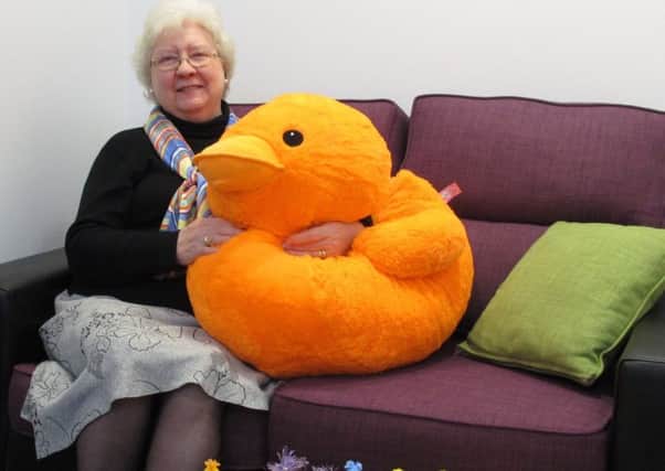 STAR KNITTER: Phyllis with just some of her many knitted chicks.