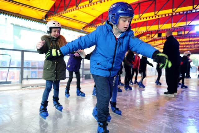 Pupils from Pudsey Southroyd Primary School take to the ice. PIC: Jonathan Gawthorpe
