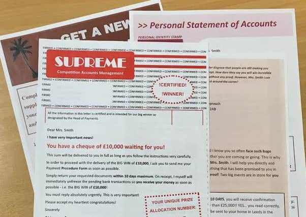 Examples of scam mail made by the SAFER team