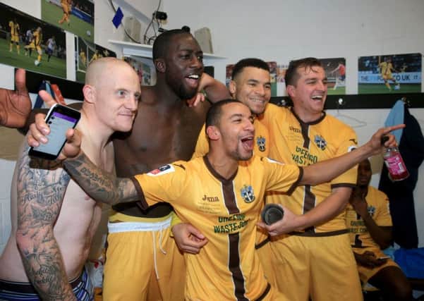 Sutton United celebrate after the final whistle . Picture: Nick Potts/PA