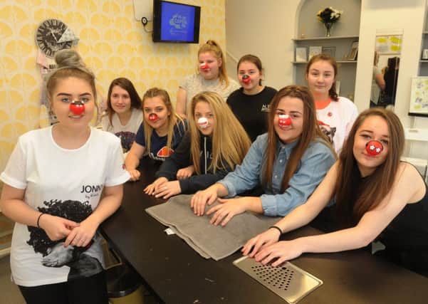 Kaytlin Thompson, 18m front  at Shine Nail Bar, Beeston with local girls to teach them about beauty. Shine Nail Bar recieved a grant from Comic Relief   sat 28th jan 2017  story Joseph Keith