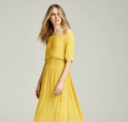 Yellow maxi dress, £16; gold sandals, £10, spring collection from George at Asda.