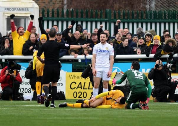 Referee Stuart Attwell points to the spot. PIC: Jonathan Gawthorpe