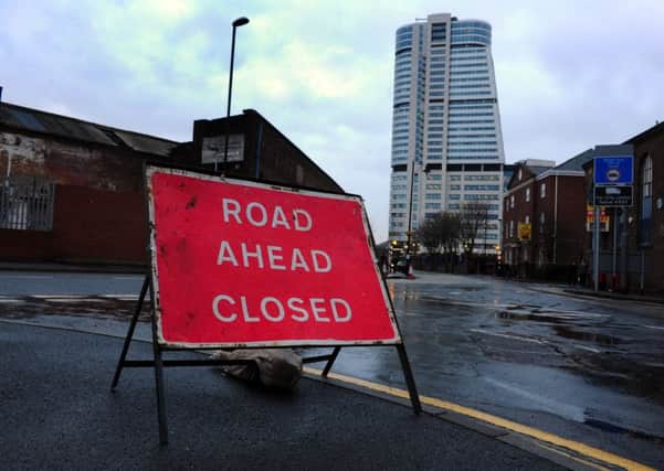 A previous closure of Water Lane due to Bridgewater Place safety concerns.