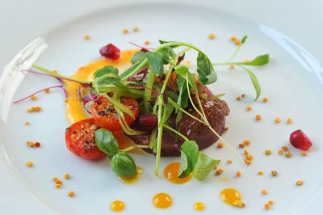 13 January 2017......  Restaurant Review
Vice and Virtue, 68 New Briggate, Leeds.
Fillet Beef Carpaccio with jerusalem artichoke, confit tomato and whisky smoke. Picture Tony Johnson.