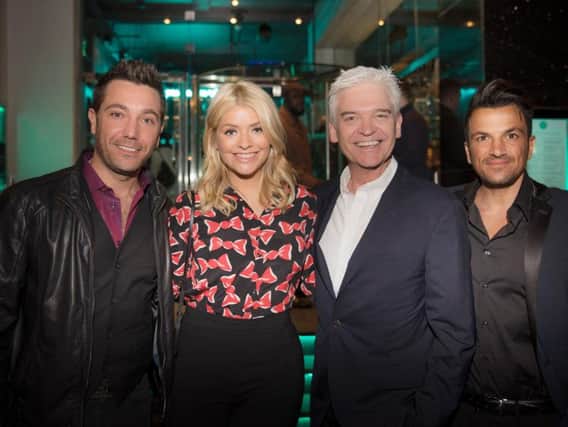 Gino D'Acampo welcomes Holly Willoughby, Philip Schofield and Peter Andre to his new restaurant in Leeds.