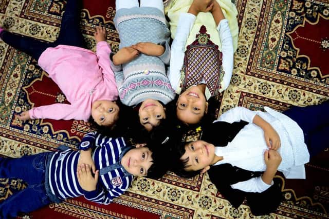 Date:5th February 2017. Picture James Hardisty. Open day at the Iqra Centre, Carr Manor Cresent, Moortown, Leeds. Pictured (left to right) Abdulhadi Umer Farooqi, Faiima Zehra Farooqi, Ayesha Waseem, Eman Rashid, and Saad Rashid.