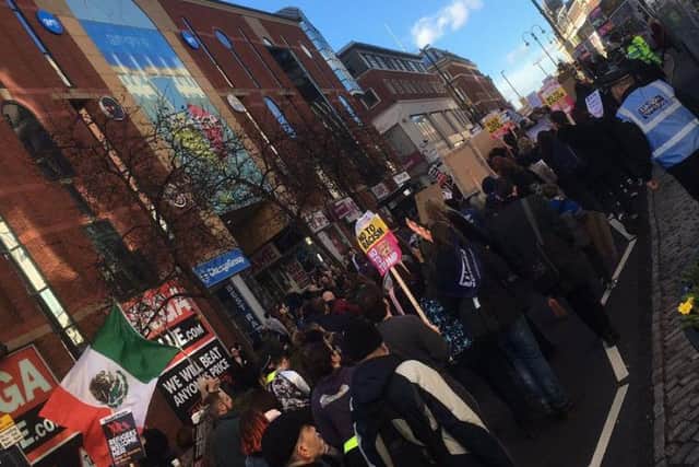 Demonstrations along The Headrow, Leeds city centre. Pic: Leeds SUTR.