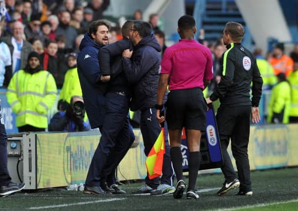 Garry Monk and David Wagner clash on the touchline. PIC: Tony Johnson