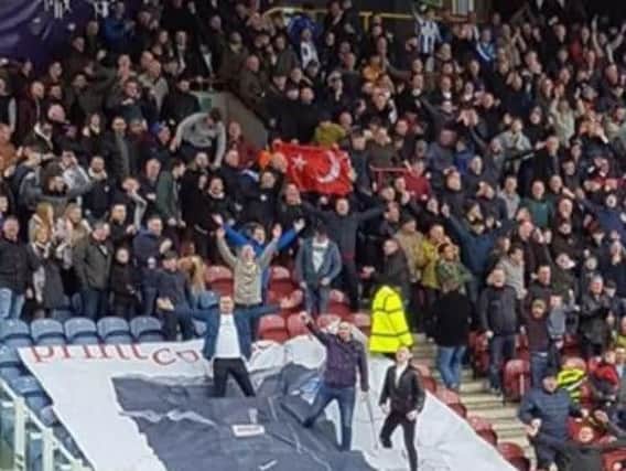 A photo of the flag was taken by a fan today at the John Smith's Stadium.