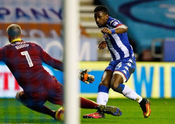 Omar Bogle in action for Wigan Athletic against Norwich City. PIC: PA