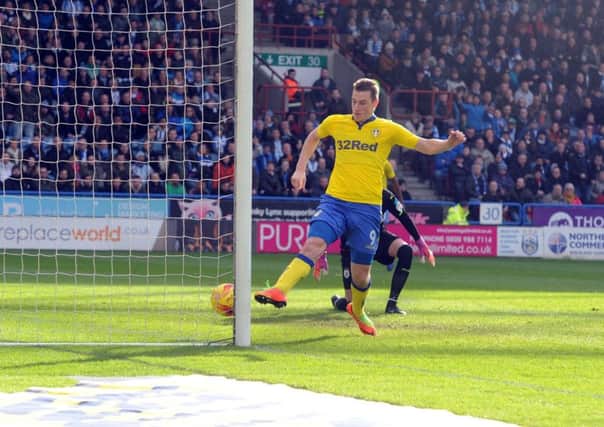 Chris Wood scores his first half equaliser for Leeds. (Picture: Tony Johnson)