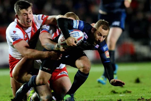 Rob Burrow on the attack at St Helens.