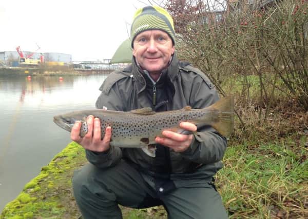 Leeds' Steve Maltas with a Royal Armouries Aire rainbow trout of 4-05.
