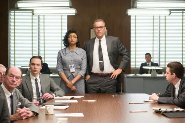Undated Film Still Handout from Hidden Figures. Pictured: Taraji P. Henson as Katherine Goble Johnson and Kevin Costner as Al Harrison. See PA Feature FILM Reviews. Picture credit should read: PA Photo/Fox. WARNING: This picture must only be used to accompany PA Feature FILM Reviews.