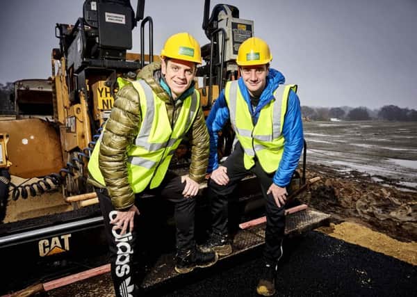 The Browlee brothers Jonathan (left) and Alistair at the start of the work  on a Â£5m University of Leeds sports development that will enhance facilities for cycling and triathlon in the region.