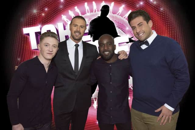 CUPID: Nile, left, with Paddy McGuinness, TOWIEs Arg and KISS Breakfast host Melvin Odoom.