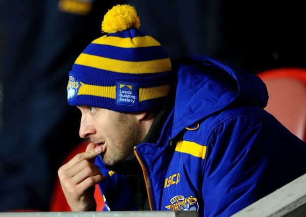 Danny McGuire watches Leeds Rhinos' game against St Helens from the stands.