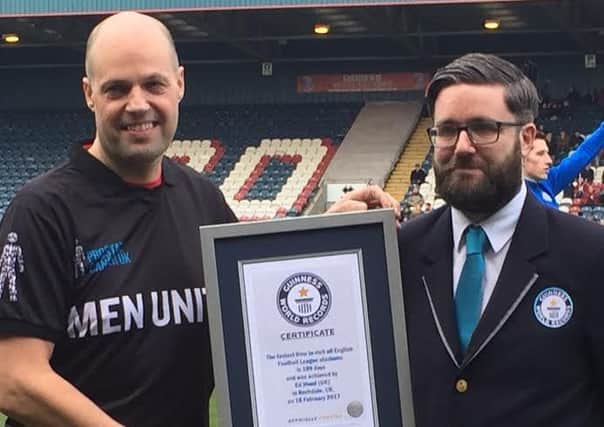 Ed Wood with Mark McKinley from Guinness World Records before yesterday's game.