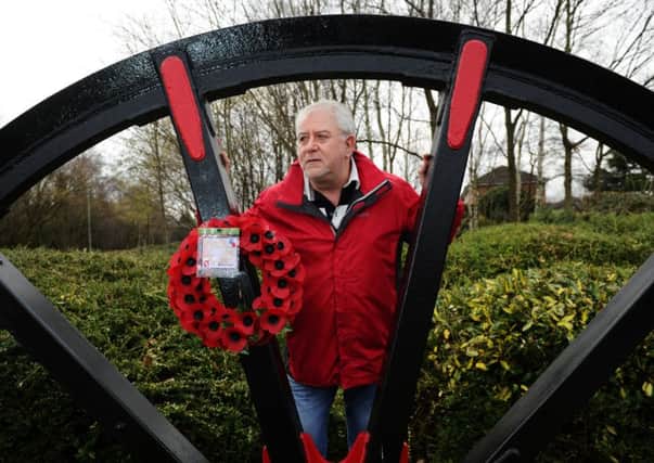 Former miner Eddie Downes from Lofthouse, who has written a 600-word history of mining in Yorkshire. Pictured at the Lofhouse Colliery memorial.
17th Febuary 2016.
Picture Jonathan Gawthorpe