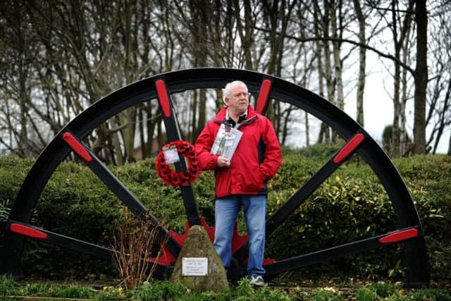 Former miner Eddie Downes from Lofthouse, who has written a 600-word history of mining in Yorkshire. Pictured at the Lofhouse Colliery memorial.
17th Febuary 2016.
Picture Jonathan Gawthorpe
