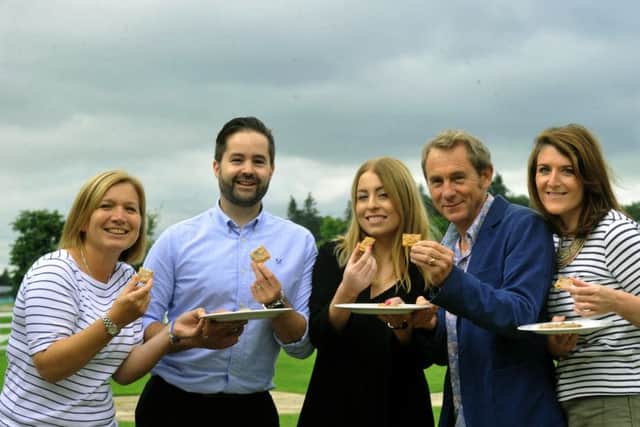 310816 The judges for the  Deliciously Yorkshire Taste Awards   at the Pavilions in Harrogate, l to r.. Catherine Scott  of the Yorkshire Post, Alan  Jackson  and Lisa Nesden both from Asda , Nigel Barden from BBC Food and Drink and Helen Miles from Deliciuosly Yorkshire .