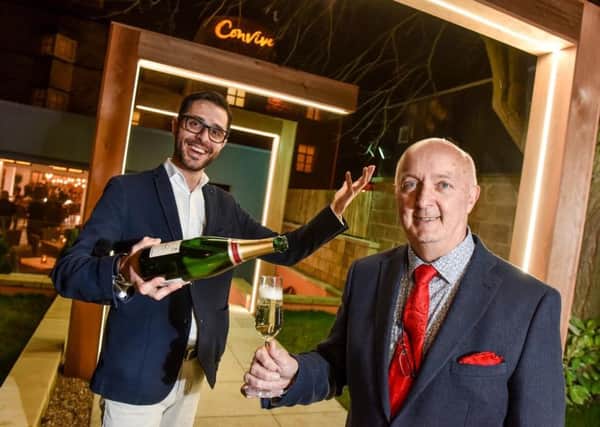 Pictured: Restaurant manager Gio Conti with Martin Hicks, MD of Weetwood Hall and Â£2m new Mediterranean North Leeds restaurant, Convive. Image: Simon Dewhurst