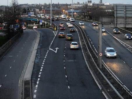 Part of the inner ring road in Leeds was closed today, Stock image.