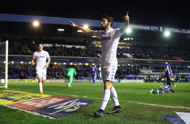 IMMEDIATE IMPRESSION: Leeds United's Alfonso Pedraza celebrates scoring his side's third goal of the game during the Sky Bet Championship match at Birmingham City. Nick Potts/PA Wire.