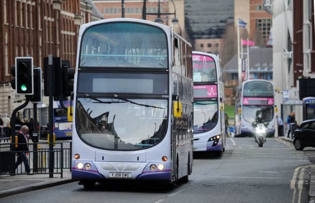 Buses onThe Headrow in Leeds City Centre.
24th Febuary 2016.
Picture : Jonathan Gawthorpe