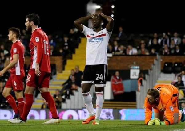Fulham's Sone Aluko reacts to a missed chance against Blackburn Rovers. PIC: PA