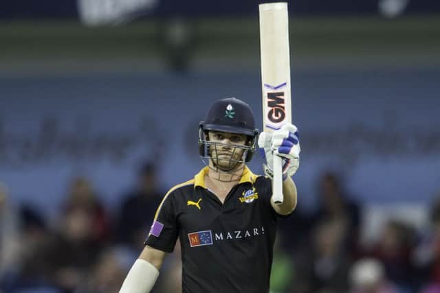 Yorkshire's Travis Head celebrates his half century against Warwickshire last year (Picture: Allan McKenzie/SWPIx.com)