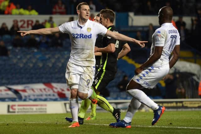 THAT'LL DO NICELY: Chris Wood celebrates his second goal against Brighton - scored from the penalty spot.  Picture: Bruce Rollinson