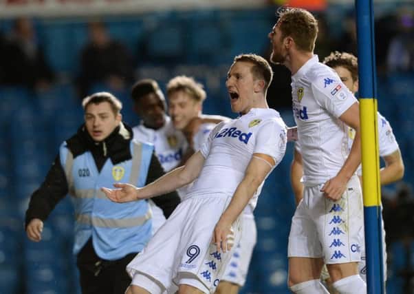 Chris Wood celebrates his opening goal against Brighton.  Picture: Bruce Rollinson