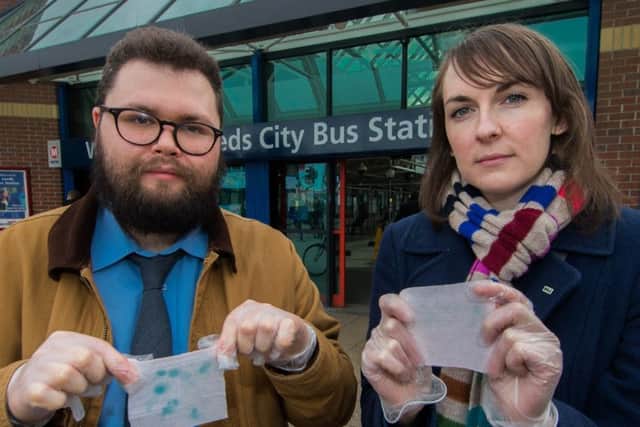 YEP reporters John Blow and Georgina Morris with the results of the tests carried out at Leeds Bus Station.
