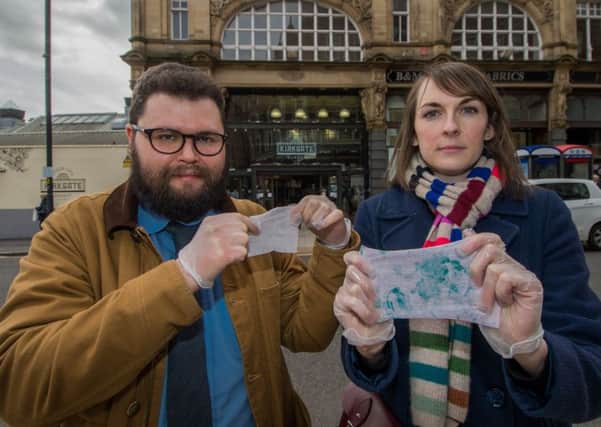 YEP reporters John Blow and Georgina Morris with the results of the test carried out at Kirkgate Market.