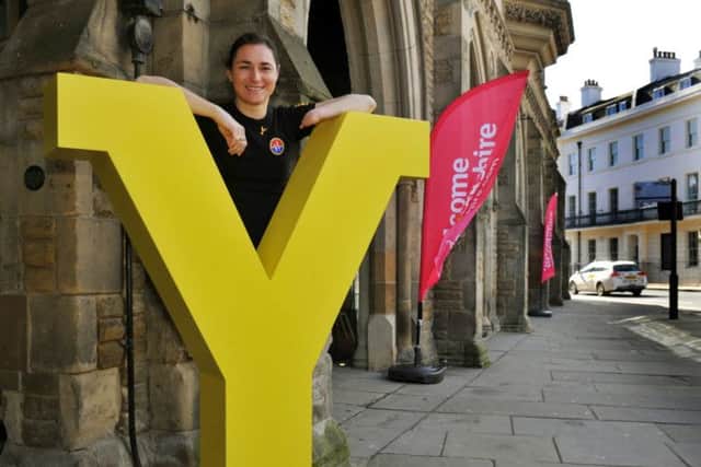 210317 Dame Sarah Storey  with the Welcome to Yorkshire big Y at  the  Y17  conference at York Theatre Royal  yesterday(tues)