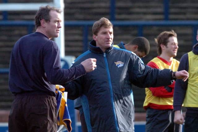 Former Leeds Rhinos' head coach Tony Smith, with Brian McDermott.