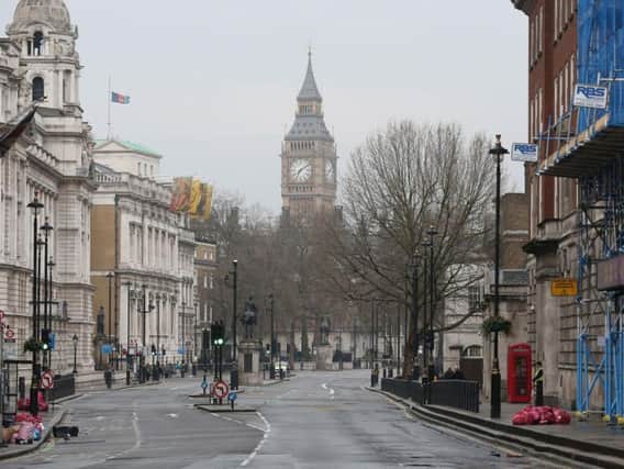 An empty Whitehall in London the day after a terrorist attack where police officer Keith Palmer and three members of the public died and the attacker was shot dead.