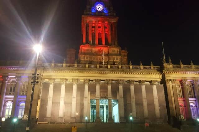 Leeds Town Hall lit up in tribute