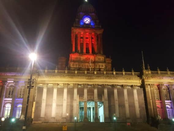 Leeds Town Hall lit up in tribute