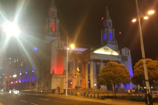 The Civic Hall lit up