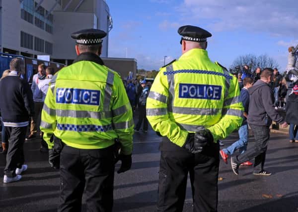 2 November 2013...     Police patrol Elland Road at Leeds United's match with Yeovil. (TJ1001/01d). Picture Tony Johnson