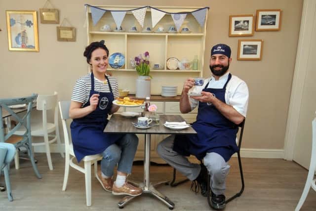 29 March 2017 .......    Former Pudsey Grangefield high school maths teacher Alex Papaioannou and ex-Asda buyer Hannah Hall took over the Graveleys fish and chip shop on Robin Lane last May,  revamping the shop and takeaway and have just re-opened under new name The Bearded Sailor. Picture Tony Johnson