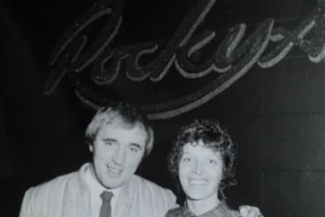 Date:30th march 2017. Picture James Hardisty. Vincent Campbell, of Morley, Leeds, along with his late wife Maureen, used to run some of the biggest and most successful Tetley pubs in Leeds.  Pictured Collect of Vincent and his late wife Maureen outside Rocky's.