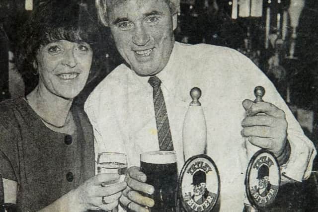 Date:30th march 2017. Picture James Hardisty. Vincent Campbell, of Morley, Leeds, along with his late wife Maureen, used to run some of the biggest and most successful Tetley pubs in Leeds. Pictured Collect of Maureen and Vincent Campbell, winners of the Manager of the month award from brewers Joshua Tetleys, whilst working at the Fforde Grene pub, Roundhay Road, Leeds.